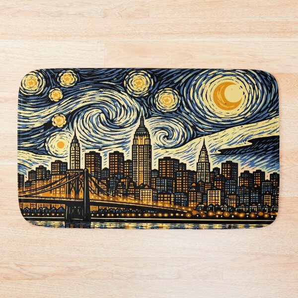 Item preview, Starry night over New York City skyline  designed and sold by petalecho.