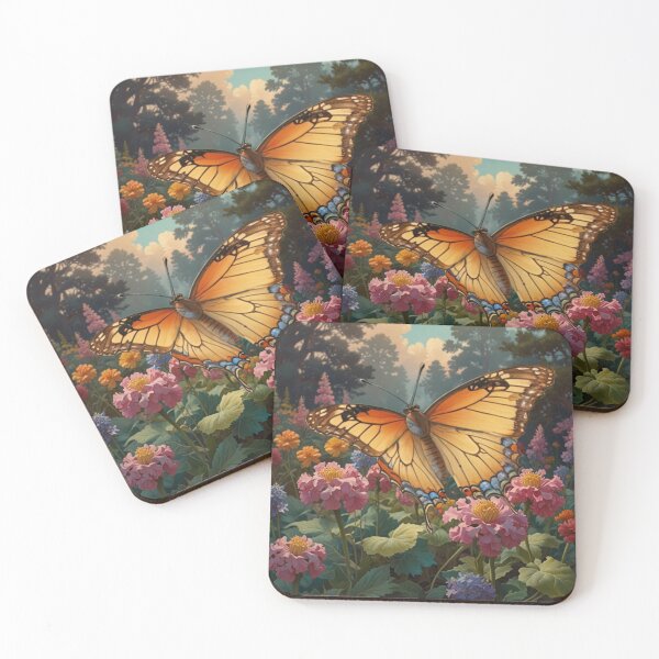 Aperçu de l'œuvre Jardin floral victorien élégant aux tons pastel doux, orné d'un papillon créée et vendue par hollycooper.