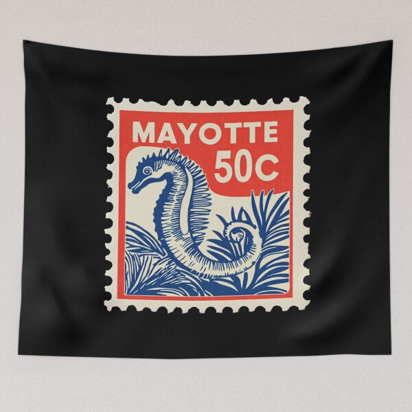 Item preview, Vintage Mayotte Postage Stamp Art - Seahorse Island & Coral designed and sold by tiigerdad.