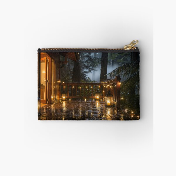 Item preview, Cozy Forest Cabin at Night in Heavy Rain – Atmospheric Woodland Retreat designed and sold by athanasioungr.