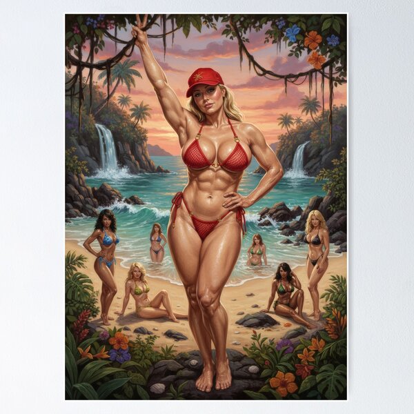 Item preview, Strong beautiful blonde woman on the tropics. designed and sold by Chubby Chase.
