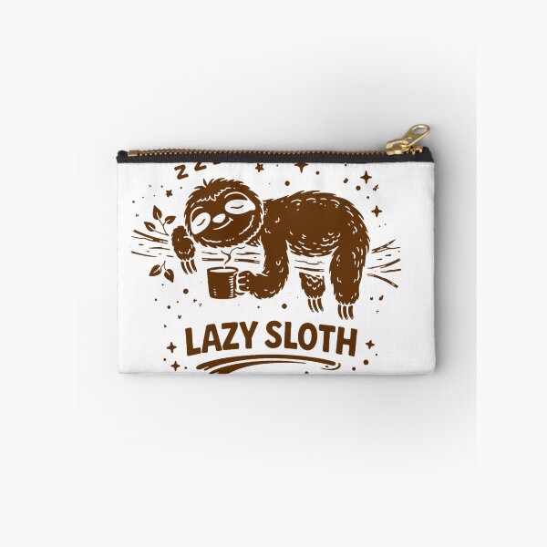Item preview, Lazy Sloth – Cozy Sloth with Coffee Funny Line Art Illustration designed and sold by fotomaks.