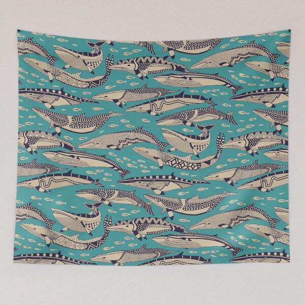 Item preview, minke whales blue designed and sold by scrummy.