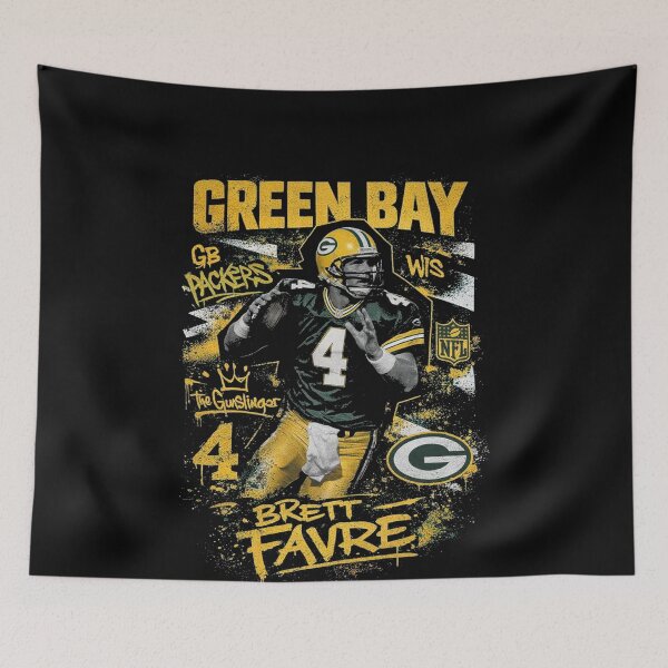 Item preview, Brett Favre Graffiti Legacy – Green Bay Gunslinger in Street Art Vibes designed and sold by TheArtOfCar.