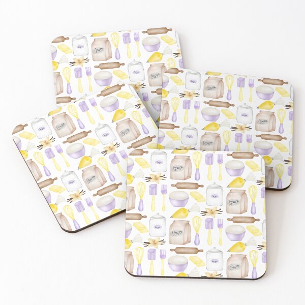 Item preview, Watercolor Baking Essentials Flour Sugar Rolling Pin Pastry Tools designed and sold by katasonovaart.