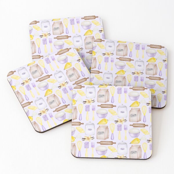 Item preview, Watercolor Baking Essentials Flour Sugar Rolling Pin Pastry Tools designed and sold by katasonovaart.