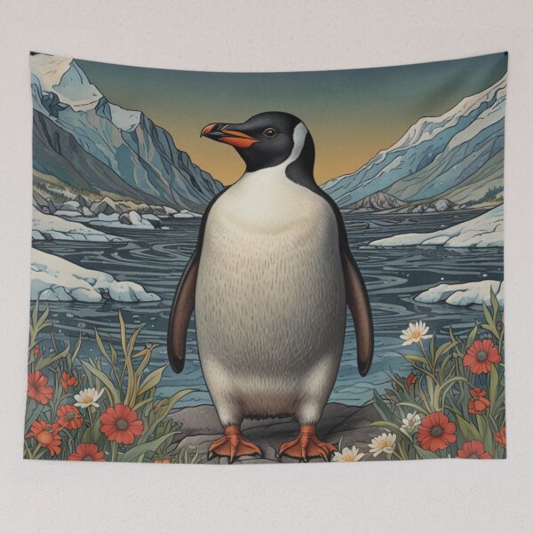 Item preview, Elegant vintage penguin arctic scene designed and sold by hollycooper.