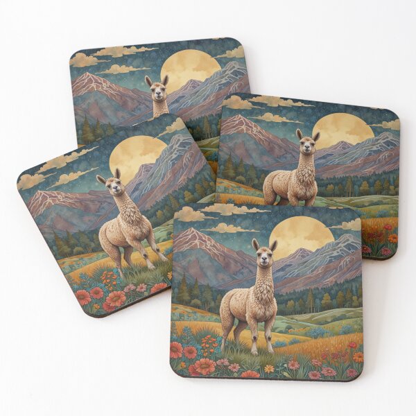 Item preview, Retro boho chic Llama Alpaca mountain scene designed and sold by hollycooper.