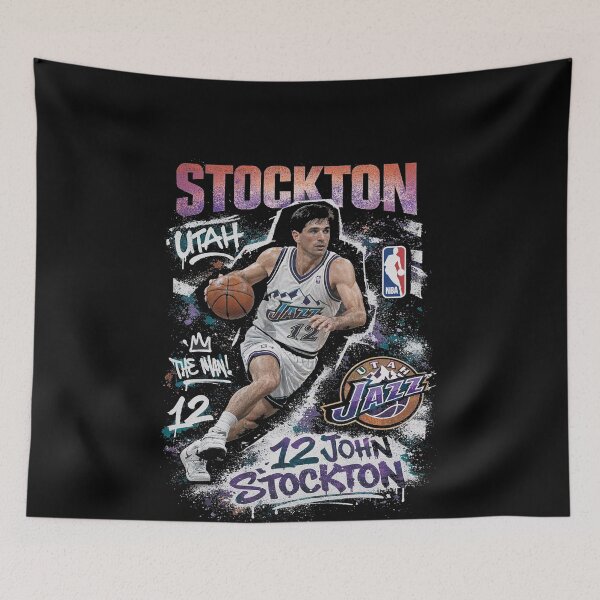 Item preview, John Stockton Throwback Flow – Utah Jazz Floor General in Retro Splash designed and sold by TheArtOfCar.