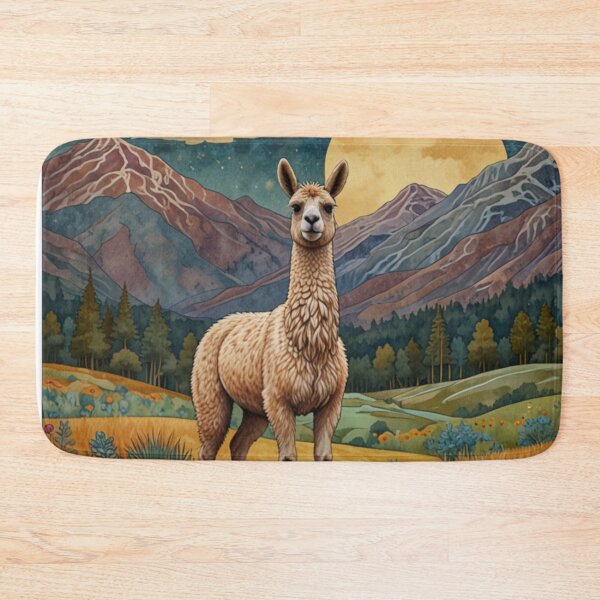 Item preview, Retro boho chic Llama Alpaca mountain scene designed and sold by hollycooper.