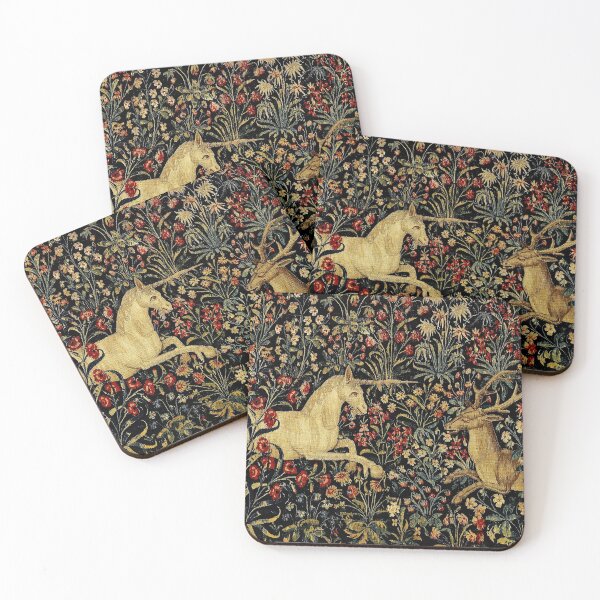 Item preview, Medieval Unicorn Midnight Floral Tapestry designed and sold by Epitome Girl.