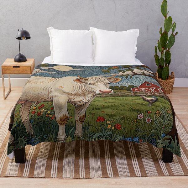 Item preview, Rustic vintage cow boho farm scene designed and sold by hollycooper.