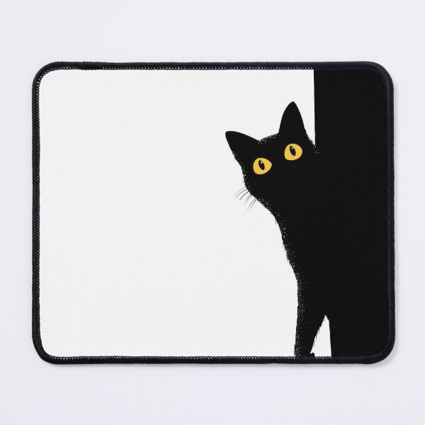 Item preview, Black cat watches from behind wall designed and sold by anytka.