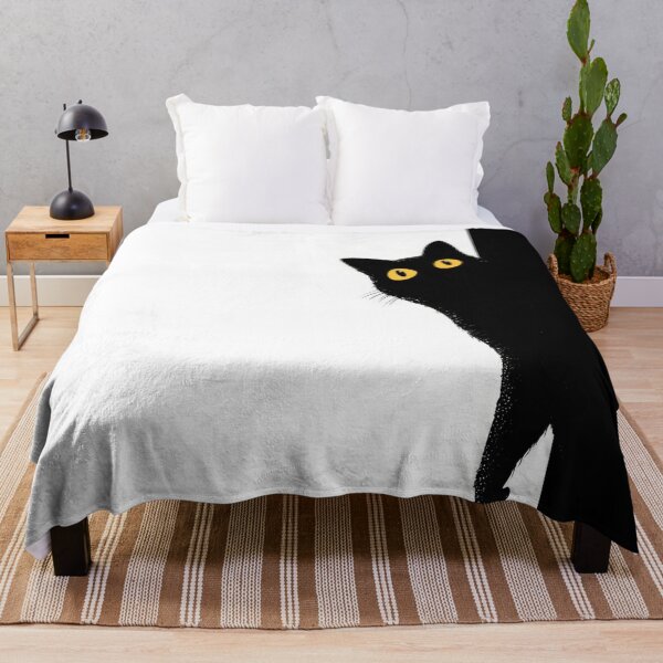Item preview, Black cat watches from behind wall designed and sold by anytka.