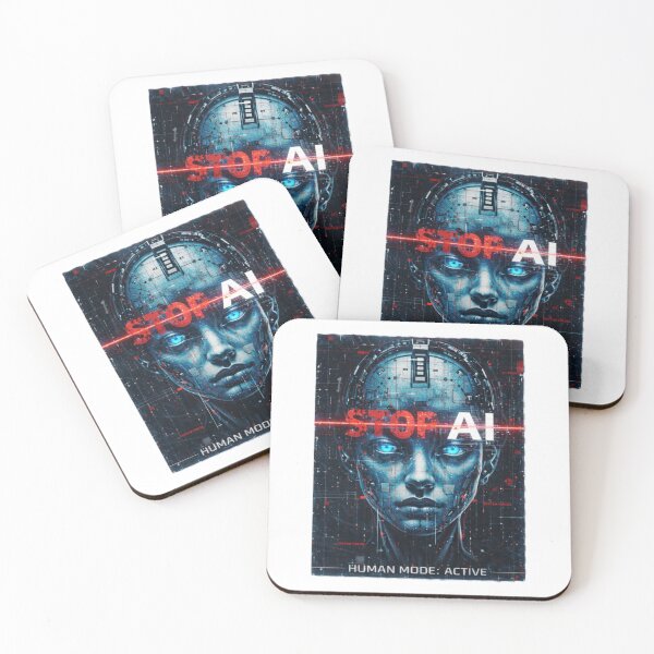 Item preview, Human Mode: Active – Cyberpunk AI Portrait designed and sold by OxiSkor.