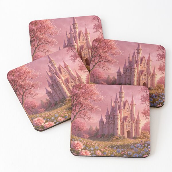 Item preview, Dreamy Pink Fairy Tale Castle in Blooming Spring Garden designed and sold by AmaliaV92.