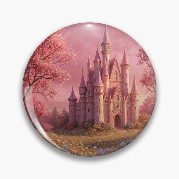 Item preview, Dreamy Pink Fairy Tale Castle in Blooming Spring Garden designed and sold by AmaliaV92.