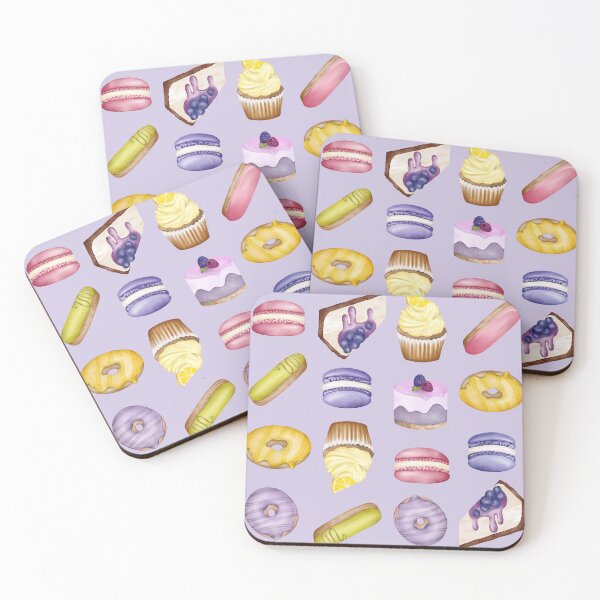 Item preview, Watercolor Sweets Patisserie Macarons Eclairs Donuts Cakes Tea Party designed and sold by katasonovaart.