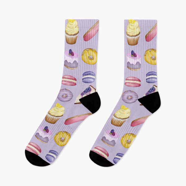Item preview, Watercolor Sweets Patisserie Macarons Eclairs Donuts Cakes Tea Party designed and sold by katasonovaart.