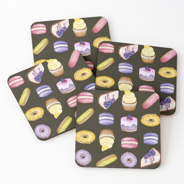 Item preview, Watercolor Sweets Patisserie Macarons Eclairs Donuts Cakes Tea Party designed and sold by katasonovaart.