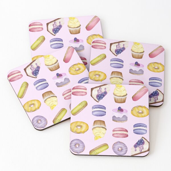 Item preview, Watercolor Sweets Patisserie Macarons Eclairs Donuts Cakes Tea Party designed and sold by katasonovaart.