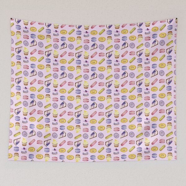 Item preview, Watercolor Sweets Patisserie Macarons Eclairs Donuts Cakes Tea Party designed and sold by katasonovaart.