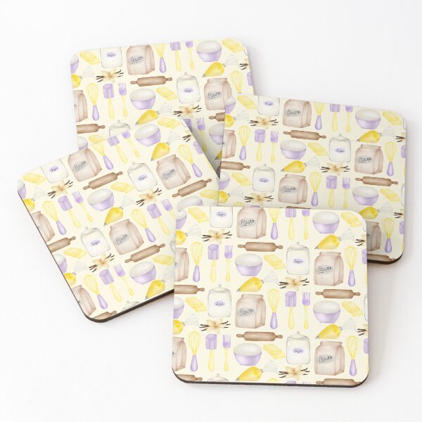 Item preview, Watercolor Baking Essentials Flour Sugar Rolling Pin Pastry Tools designed and sold by katasonovaart.