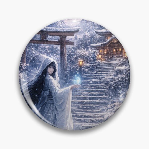 Item preview, The Snow Woman (Yuki-onna) in a mystical Japanese winter landscape designed and sold by Kallandra.