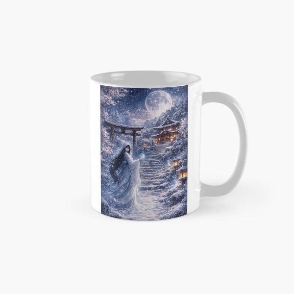 Item preview, The Snow Woman (Yuki-onna) in a mystical Japanese winter landscape designed and sold by Kallandra.