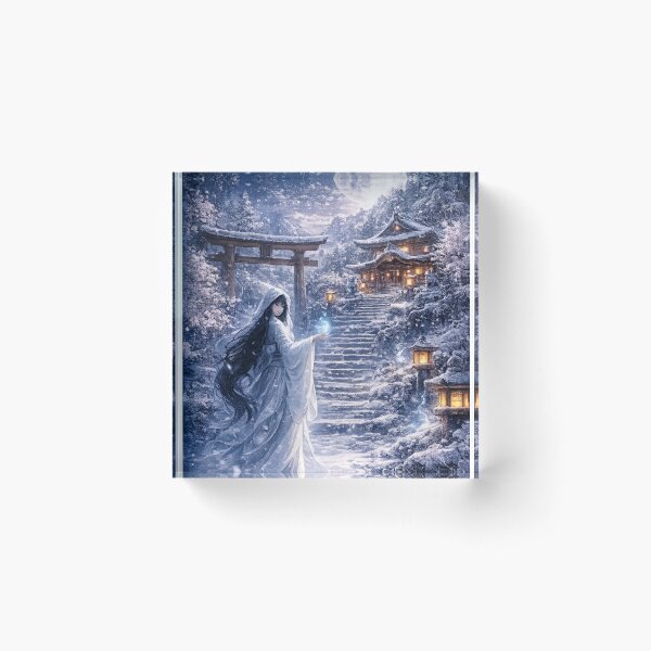 Item preview, The Snow Woman (Yuki-onna) in a mystical Japanese winter landscape designed and sold by Kallandra.