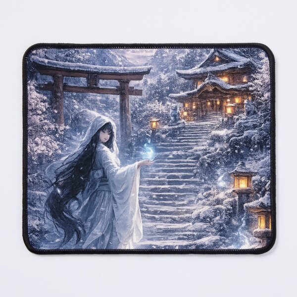 Item preview, The Snow Woman (Yuki-onna) in a mystical Japanese winter landscape designed and sold by Kallandra.
