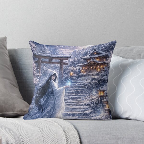 Item preview, The Snow Woman (Yuki-onna) in a mystical Japanese winter landscape designed and sold by Kallandra.