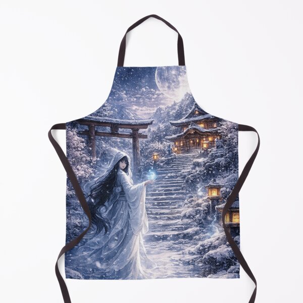 Item preview, The Snow Woman (Yuki-onna) in a mystical Japanese winter landscape designed and sold by Kallandra.