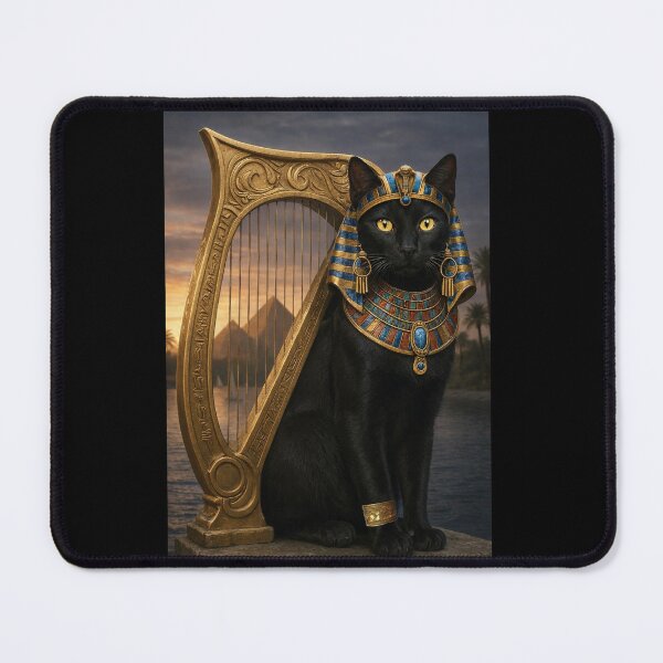 Item preview, Bastet of Kemet with the Sacred Egyptian Harp designed and sold by TuyaArts.
