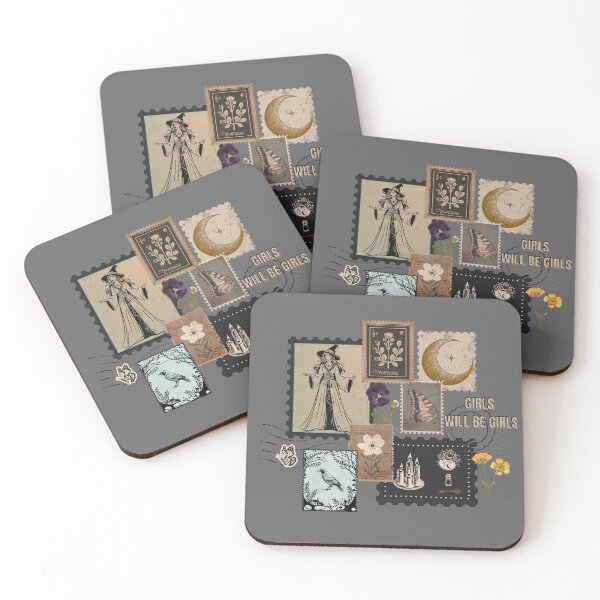 Item preview, Girls Will Be Girls Vintage Stamp Witchy Collage | Feminist Gothic Art designed and sold by CindyRandomVibes.