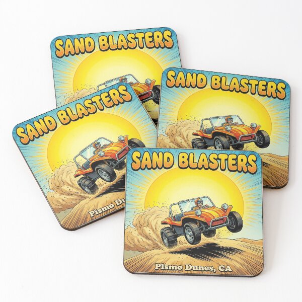 Item preview, Sand Blasters - Retro 70s Dune Buggy Pismo Dunes Action Poster designed and sold by Cozy-Old-Pub.