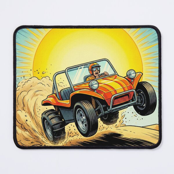 Item preview, Sand Blasters - Retro 70s Dune Buggy Pismo Dunes Action Poster designed and sold by Cozy-Old-Pub.