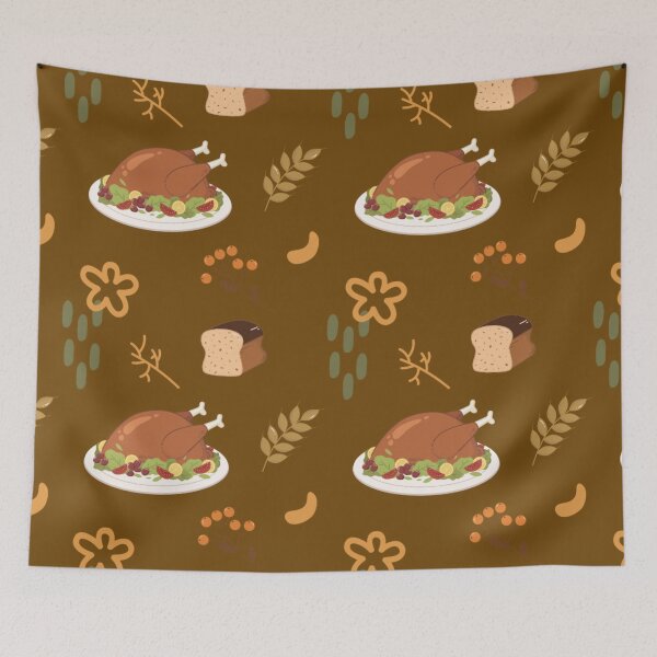 Item preview, Thanksgiving Dinner Pattern with Turkey, Bread and Autumn Harvest designed and sold by DesignsVault.