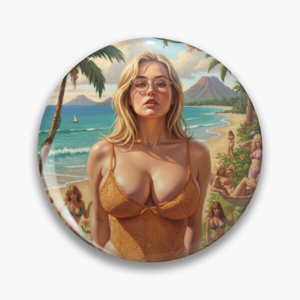 Item preview, woman behind a bush in the beach designed and sold by Chubby Chase.