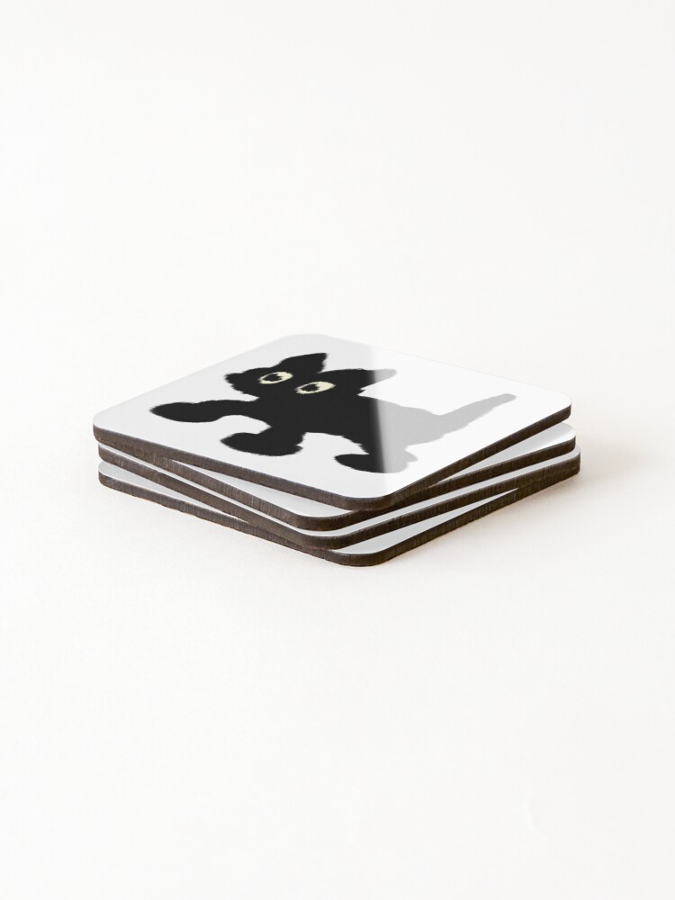Thumbnail 4 of 5, Coasters (Set of 4), Jumping Void Cat Sticker designed and sold by RozDoz.