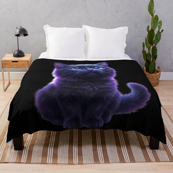 Item preview, Adorable Fluffy Black Kitten With Magical Purple Glow designed and sold by DigitalAnnaBanana.