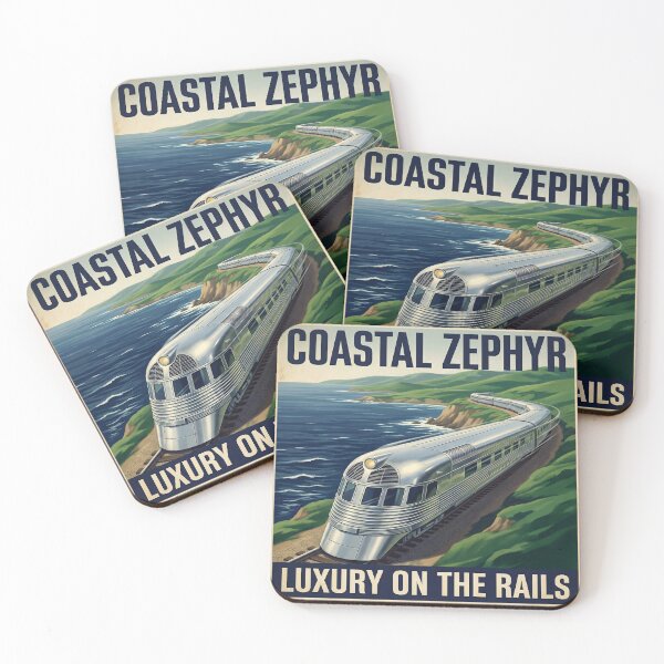 Item preview, Coastal Zephyr - Vintage 1940s Art Deco Streamliner Train Travel Poster designed and sold by Cozy-Old-Pub.