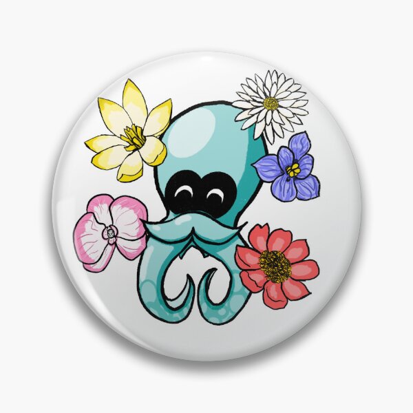 Item preview, Splatoon Octo with flowers (cyan variant) designed and sold by Pixls' Nook.