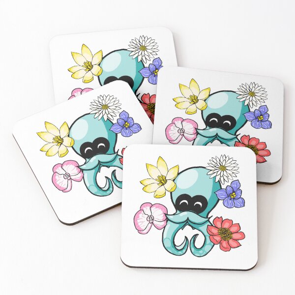 Item preview, Splatoon Octo with flowers (cyan variant) designed and sold by Pixls' Nook.