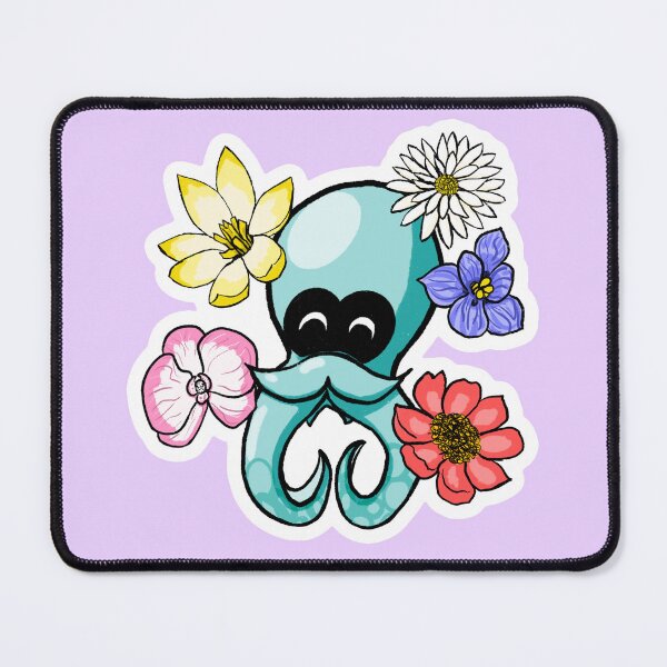 Item preview, Splatoon Octo with flowers (cyan variant) designed and sold by Pixls' Nook.