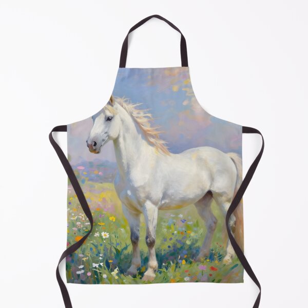 Item preview, White Horse Among Flowers designed and sold by ChanceTwoArt.