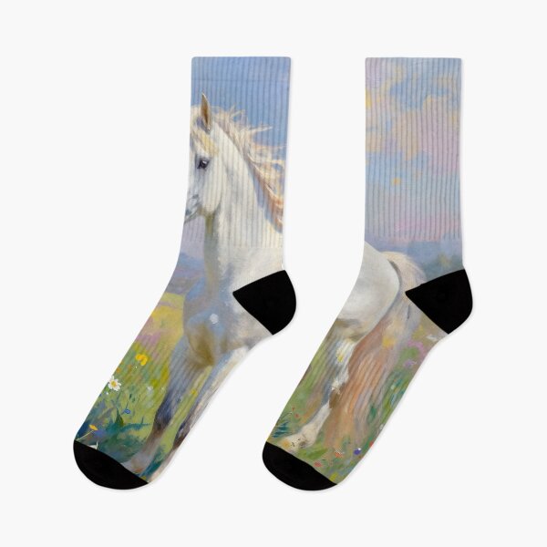 Item preview, White Horse Among Flowers designed and sold by ChanceTwoArt.