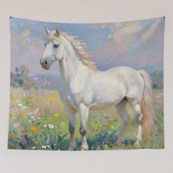 Item preview, White Horse Among Flowers designed and sold by ChanceTwoArt.