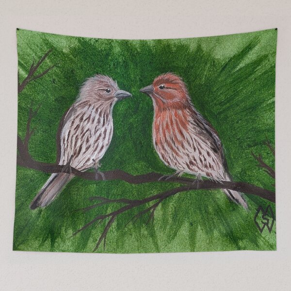 Item preview, House finch pair in the park  designed and sold by Matt Starr Fine Art .