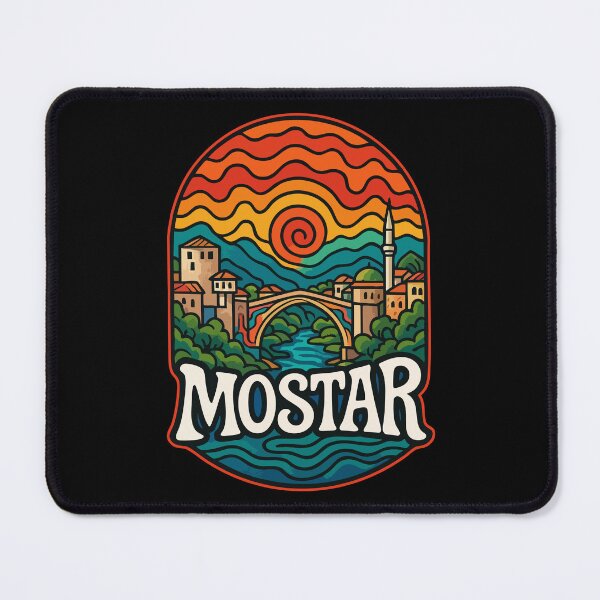 Item preview, Mostar Bosnia And Herzegovina Trippy Art Travel designed and sold by TomFrontierArt.